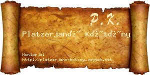 Platzerjanó Kötöny névjegykártya